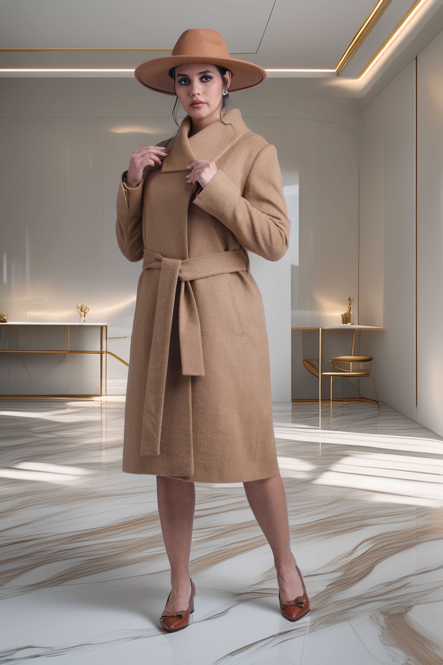 ABRIGO CIARA - BABY ALPACA - CAMEL